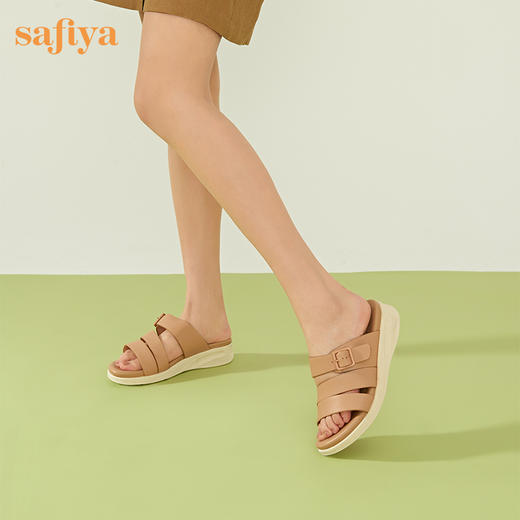 Safiya/索菲娅2023新品春夏真皮外穿休闲百搭软底坡跟凉拖 SF32110036 商品图8