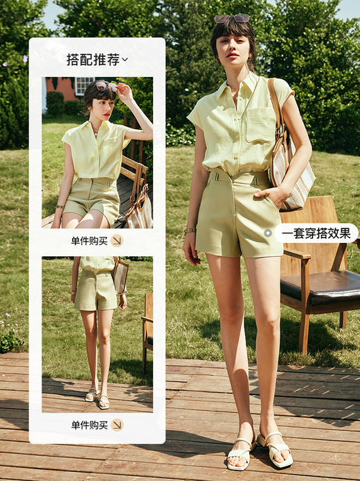 OLrain欧芮儿法式短袖純色衬衫女夏季2023新款宽松气质设计感衬衣 商品图3