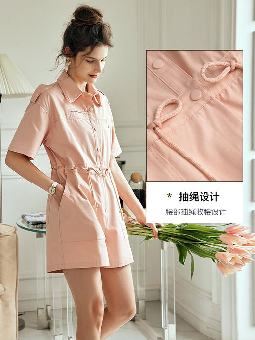 OLrain欧芮儿法式粉色连身裤女夏季2023年新款宽松休闲工装连体衣 商品图1