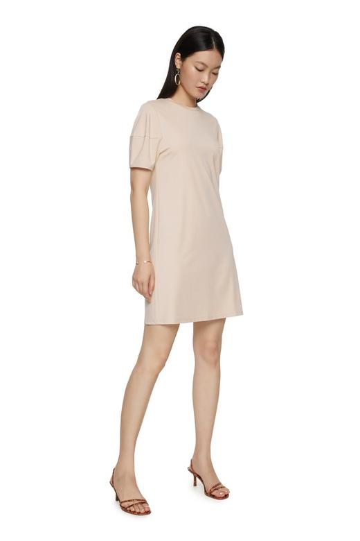 SUMMER & SAGE 印花丝巾饰杏色连衣裙 7208 商品图4