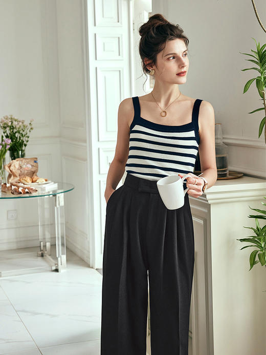 OLrain欧芮儿法式方领针织吊带背心女夏季2023年新款修身内搭上衣 商品图3