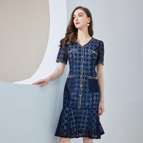 NF8D7斯尔丽瑟俪2023春夏新款小香风鱼尾裙设计优雅高贵连衣裙