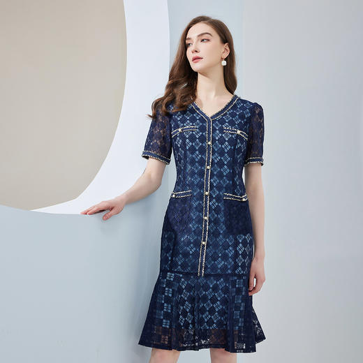 NF8D7斯尔丽瑟俪2023春夏新款小香风鱼尾裙设计优雅高贵连衣裙 商品图0