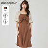 oldcolour2023夏新款赫本风简约拼接设计感显瘦连衣裙女O21101143 商品缩略图1