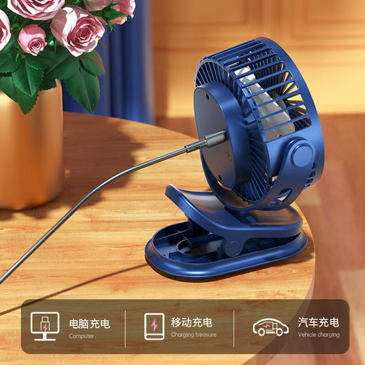USB多功能夹扇宿舍便携可壁挂静音大风力办公室家用桌面台式风扇 商品图4