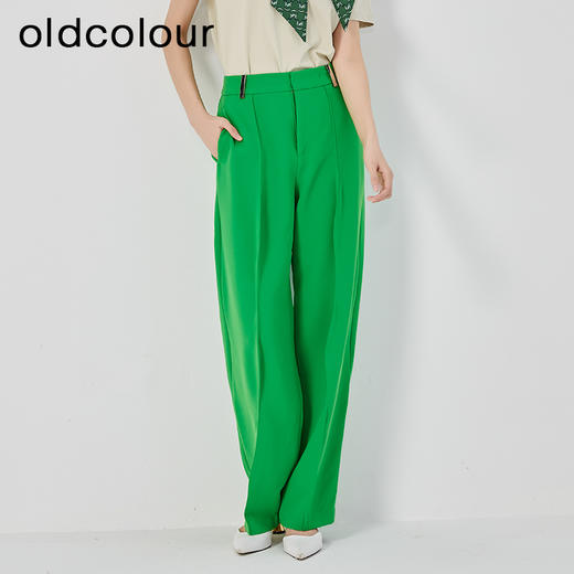 oldcolour2023夏季新款纯色高腰直筒长款西装休闲裤女O21073145 商品图3
