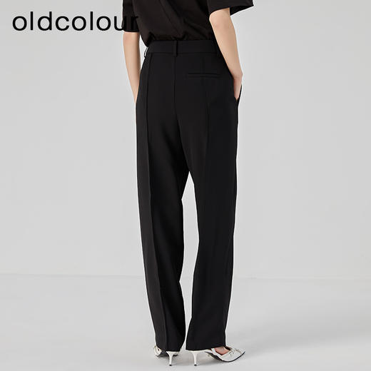 oldcolour2023夏季新款纯色高腰直筒长款西装休闲裤女O21073145 商品图4