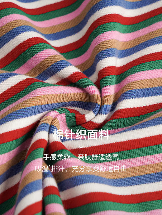 OLrain欧芮儿法式条纹短袖t恤女夏季2023年新款修身撞色套头上衣 商品图3