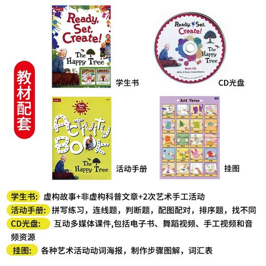 原版进口Ready Set Create英文艺术类手工课程幼儿少儿英语音乐剧教材趣学趣味书本练习册挂图互动光盘手工 商品图3
