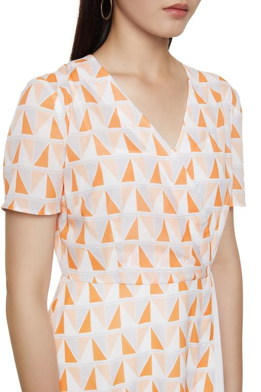 SUMMER & SAGE 几何印花百褶拼接连衣裙 7388 商品图2