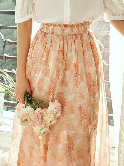 OLrain欧芮儿法式印花半身裙女夏季2023年新款高腰温柔风薄款摆裙 商品图2