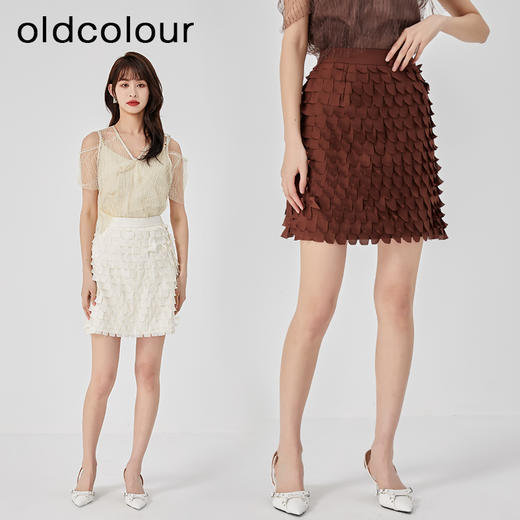 oldcolour夏季新款设计感小众高腰直筒短款半身裙女O21062167 商品图3