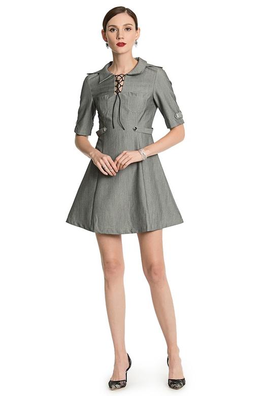 ROSEHOO 灰色收腰衬衫裙 2668 商品图1