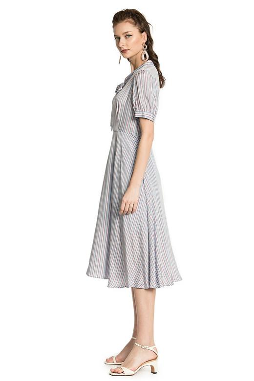 SUMMER & SAGE 蝴蝶结领结条纹连衣裙 2994 商品图1