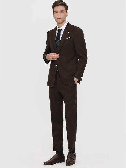 callisto咖棕重磅全羊毛西裤 FRBWP046C 商品图2