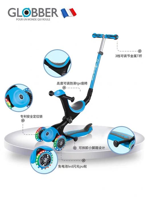 法国globber六合一高乐宝滑板车【可折叠】绚彩款647(15个月-9岁+)炫丽系列 商品图3