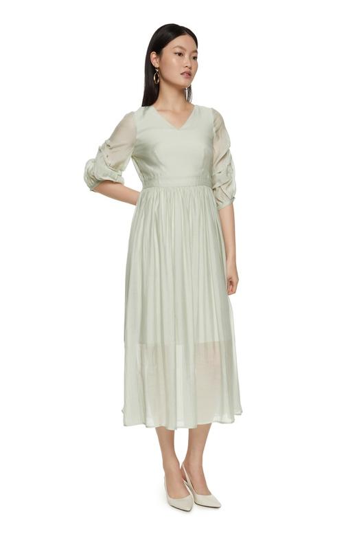 SUMMER & SAGE 薄荷色半透明V领连衣裙 7318 商品图4