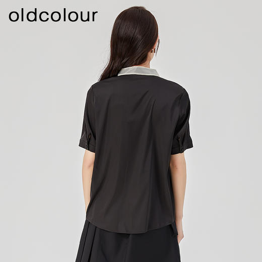 oldcolour2023夏新款黑色休闲时尚直筒显瘦新中式衬衫女O21011164 商品图4