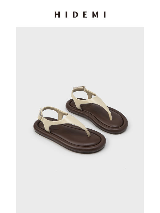 HIDEMI 云朵厚底人字极简凉鞋 黑色/棕白拼色/白米拼色 商品图4