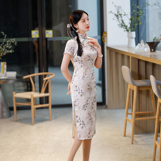 ZAYS-82269春夏改良中长年轻旗袍日常修身显瘦少女短袖立领旗袍 商品图1