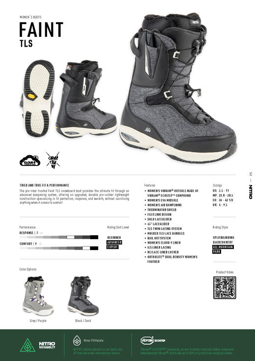 Nitro 23-24 【FAINT TLS】 女款雪鞋 Grey/Purple  Black/Sand 商品图2