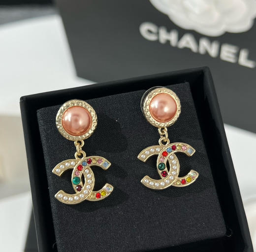 CHANEL香奈儿双c彩色珍珠耳钉耳环 商品图3