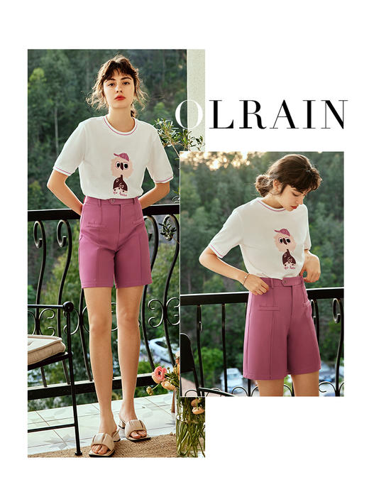 OLrain欧芮儿法式米白色短袖T恤女夏季2023新款宽松重工刺绣上衣 商品图0