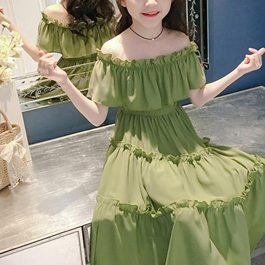裁缝学苑 TG30女童连衣裙露肩过膝沙滩裙11服装裁剪图纸牛皮纸样 商品图0