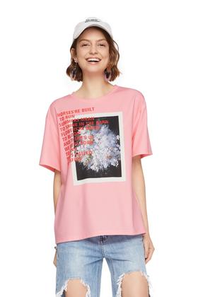 SUMMER & SAGE 粉色印花休闲T恤 6461