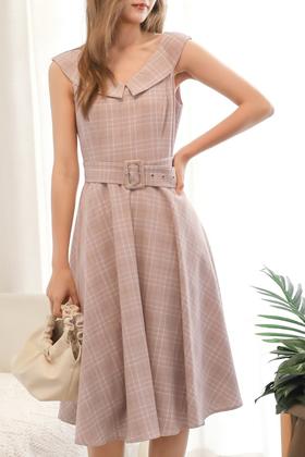 SUMMER & SAGE 格纹潘彼得翻领连衣裙 2725