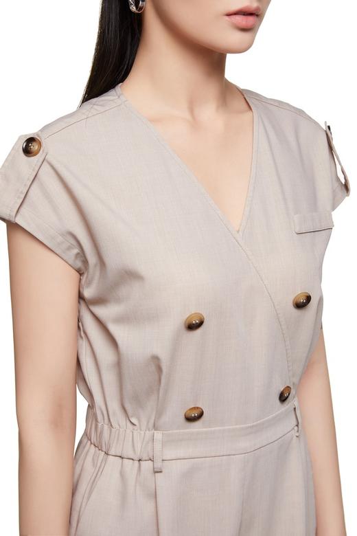 Kai & Kiera 复古双排扣V领连体裤 9093 商品图3