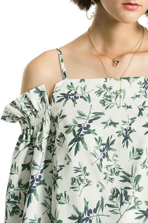 DONG DE XI 植物印花挖肩开衩上衣 2648 商品图4