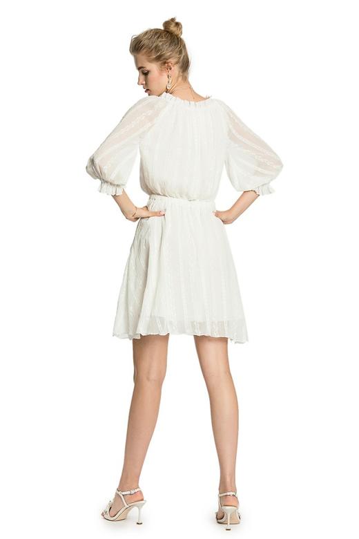 SUMMER & SAGE 白色纱质一字肩连衣裙 2753 商品图3