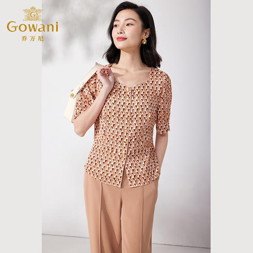 乔万尼真丝衬衫女桑蚕丝短袖100%真丝上衣夏季新款ET2C265 商品图1