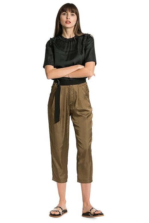 YI ZHUO一琢 军绿色光泽感长裤 2589 商品图1