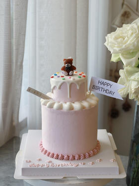 迷你双层粉色系小熊（图为4+2寸）（适合3-4人）