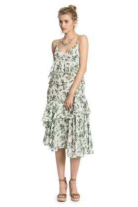 DONG DE XI 橄榄枝印花吊带连衣裙 2701