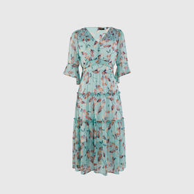 V领手工加珠女人味长款连衣裙