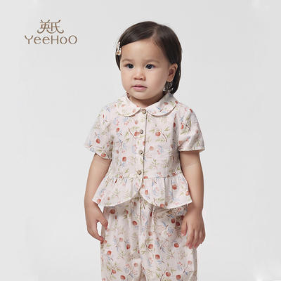 英氏女童衬衫夏装纯棉童装2023新款女宝可爱碎花上衣YRCCJ2P372A 商品图0