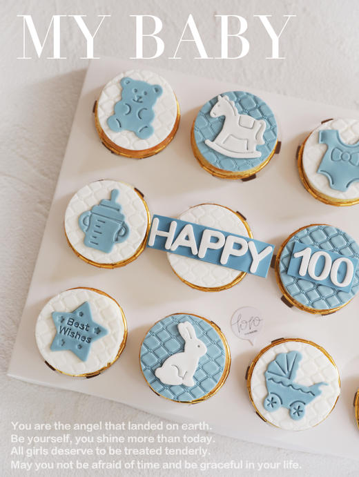 「宝宝宴·蓝色系主题cupcake·12个装/盒」翻糖巧克力杯子纸杯蛋糕·北海道配方有内馅·100%动物奶油（提前3天预订） 商品图1