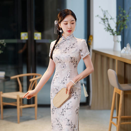 ZAYS-82269春夏改良中长年轻旗袍日常修身显瘦少女短袖立领旗袍 商品图3