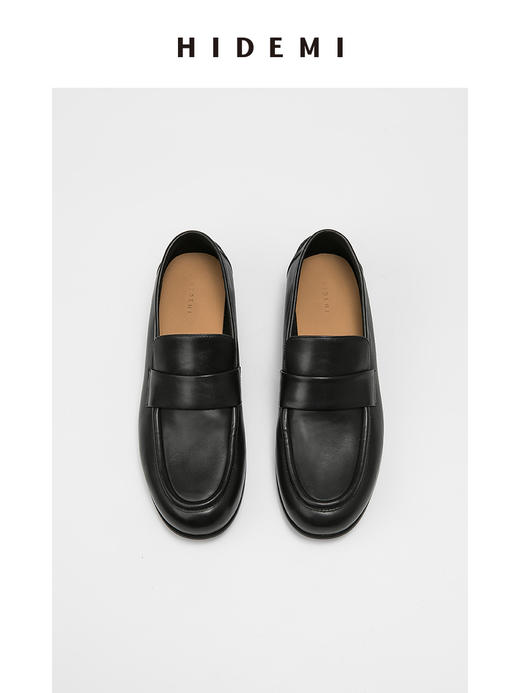 HIDEMI 极简经典复古头层牛皮乐福鞋平底鞋 商品图0