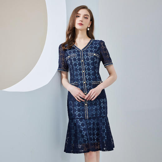 NF8D7斯尔丽瑟俪2023春夏新款小香风鱼尾裙设计优雅高贵连衣裙 商品图2