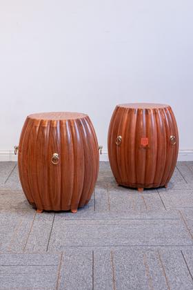 红桥红  家具严选  缅甸花梨（大果紫檀）  【43有提环瓜棱式 坐墩】