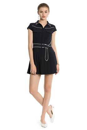 SUMMER & SAGE 藏青色百褶衬衫裙 2724