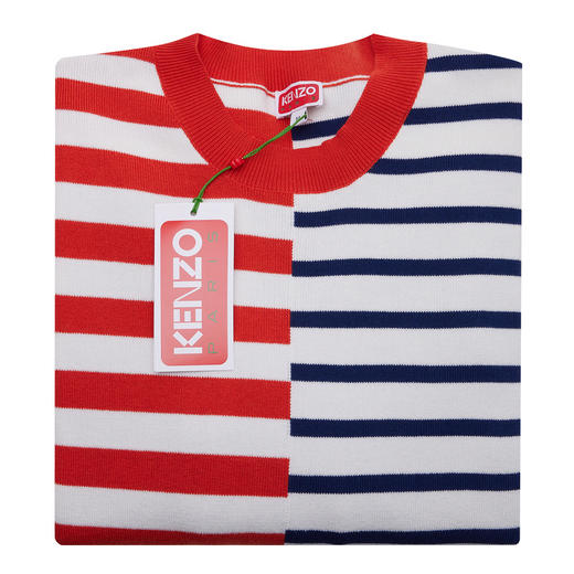 KENZO 高田贤三  男士棉质针织印花字母logo花色卫衣休闲条纹毛衣 FD55PU3703CN 商品图2