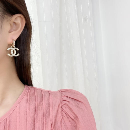 CHANEL香奈儿双c满钻耳钉耳环 商品图0