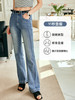 OLrain欧芮儿法式浅蓝色牛仔裤女夏季2023新款高腰水洗做旧喇叭裤 商品缩略图2