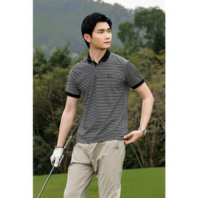 【断码清仓】HX 夏季翻领短袖T恤经典撞色条纹Y102320022101POLO杉