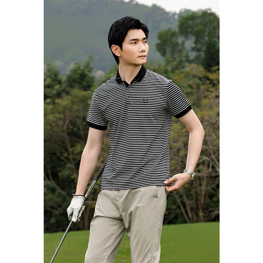 【断码清仓】HX 夏季翻领短袖T恤经典撞色条纹Y102320022101POLO杉 商品图0